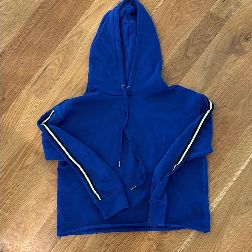Blue Hoodie with Stripe Detail